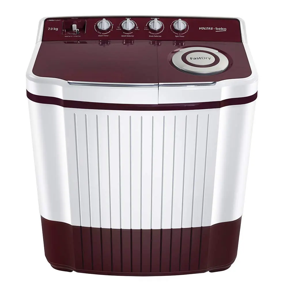 VOLTAS BEKO 7 Kg 5 Star Semi-Automatic Top Loading Washing Machine WTT70ALIM (Burgundy) 