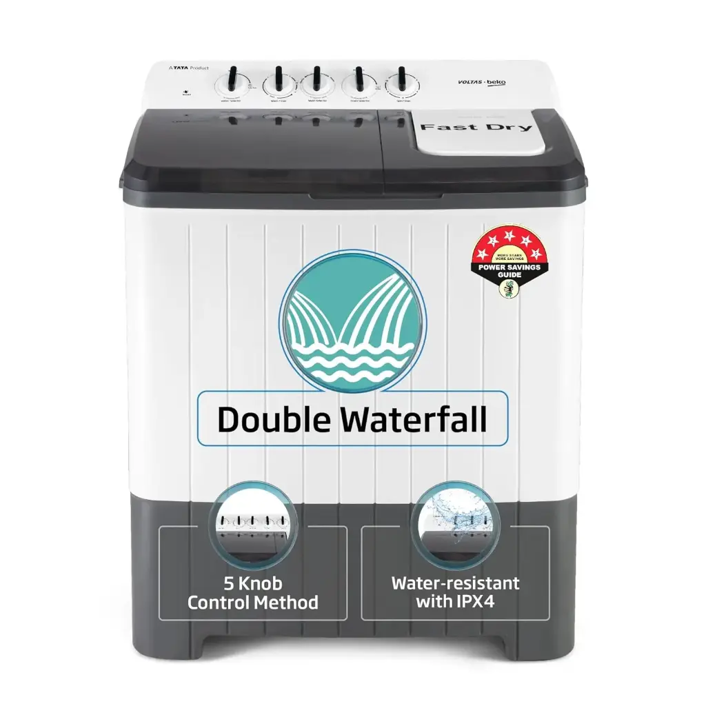 Voltas Beko, A Tata Product 14 Kg 5 Star Semi-Automatic Top Load Washing Machine (WTT140UPA/GR5KPTD, Grey)