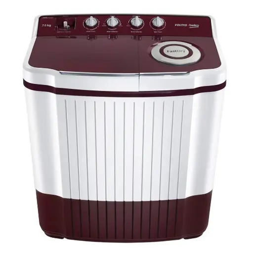 VOLTAS BEKO 7 Kg 5 Star Semi-Automatic Top Loading Washing Machine WTT70ALIM (Burgundy) 