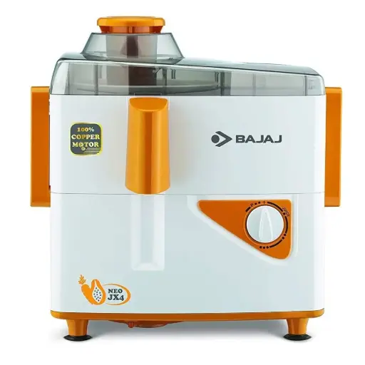 Bajaj Neo JX4 450-Watt Juicer Mixer Grinder with 2 Jars (White/Orange)